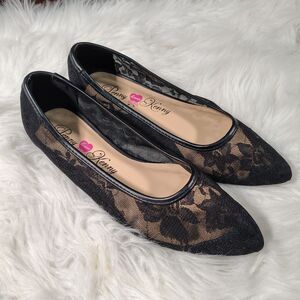 VTG Inspired Blk Lace Sexy Witch Goth Bride Flats Size 7